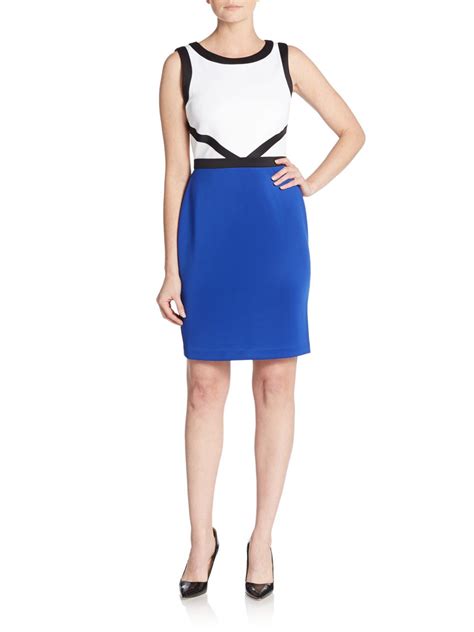 Calvin Klein Colorblock Sheath Dress In Blue Lyst