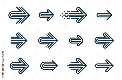 Linear Arrow Logos Vector Set Collection Of Arrows Symbols For Use As
