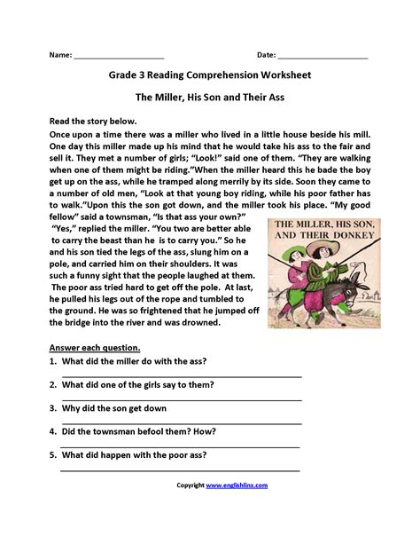 Free 3rd Grade Reading Comprehension Worksheets Multiple Choice Times
