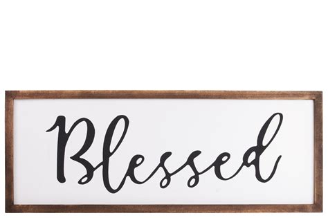 Wood Rectangular Wall Decor With Blessed Script Painted Finish White