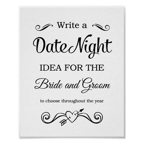 Date Night Ideas Wedding Poster Zazzle
