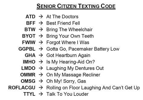 Senior Citizen Texting Code Courtesy Of George Takeis Facebook Page