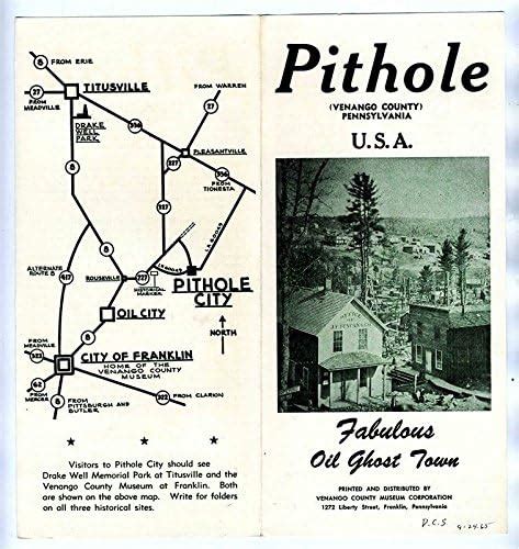 Pithole Brochure Venango County Pennsylvania Fabulous Oil