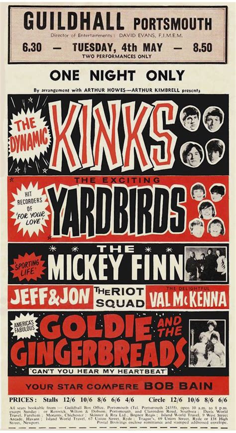 The Kinks Portsmouth Music Concert Posters Music Poster Concert Posters