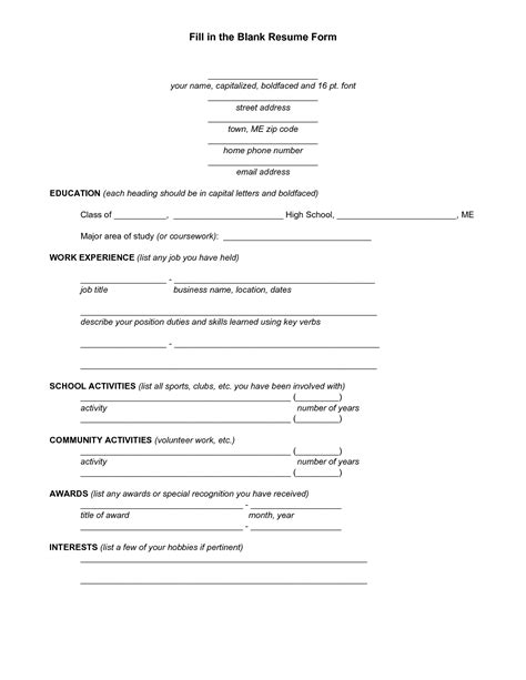 In fact, sometimes a simple resume template is the best approach for a variety of positions. Blank Resume Template For High School Students - http ...