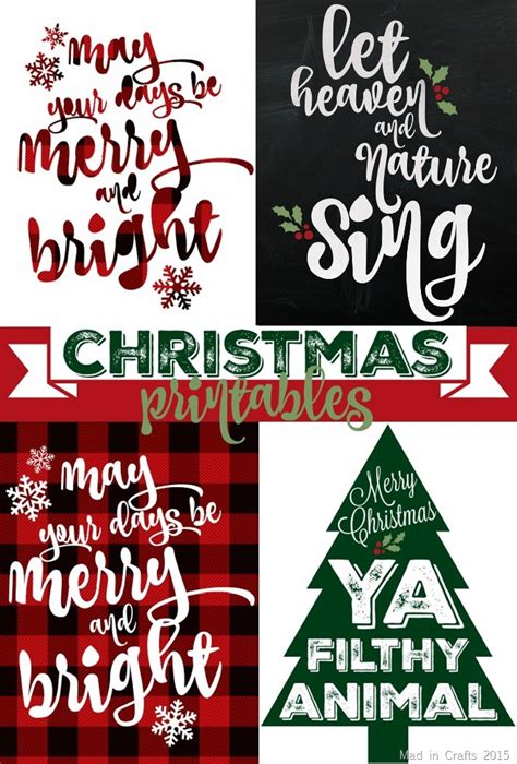 Sparkly And Plaid Christmas Printables Christmas Mad In Crafts