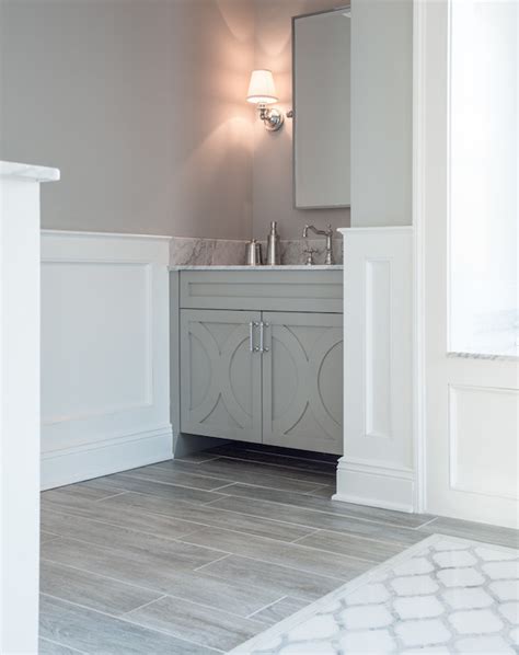 A versatile and always current shade, grey blends with all styles of interior decor to bring this little extra trick to each space. Wood Like Tile - Transitional - bathroom - Benjamin Moore ...