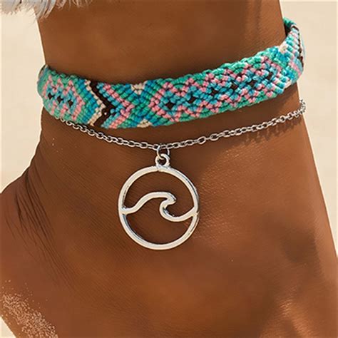 Free Shipping Bohemian Starfish Stone Anklets Set For Women Vintage