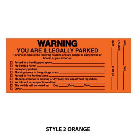 Parking Violation Stickers Warning Labelspro Tuff Decals