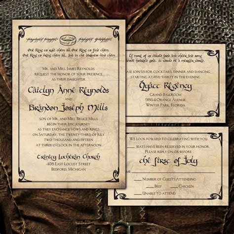 Custom One Ring Lord Of The Rings Inspired Wedding Invitations Lotr