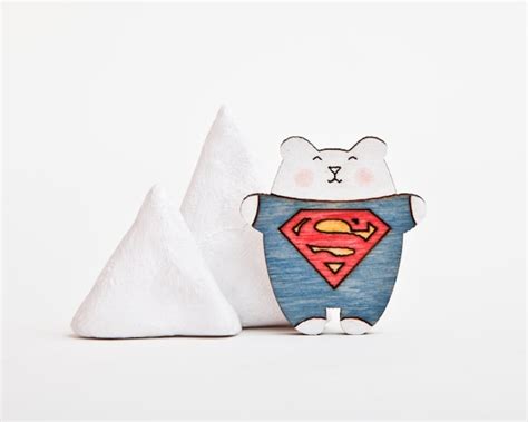 Items Similar To Superman Bear Brooch Laser Cut Wood Pin Super Hero