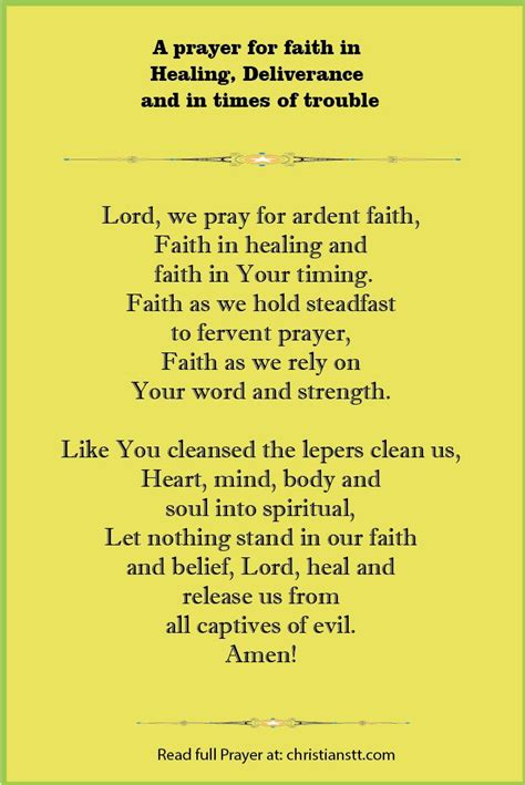 A Prayer For Faith In Healing Deliverance And In Times Of Trouble