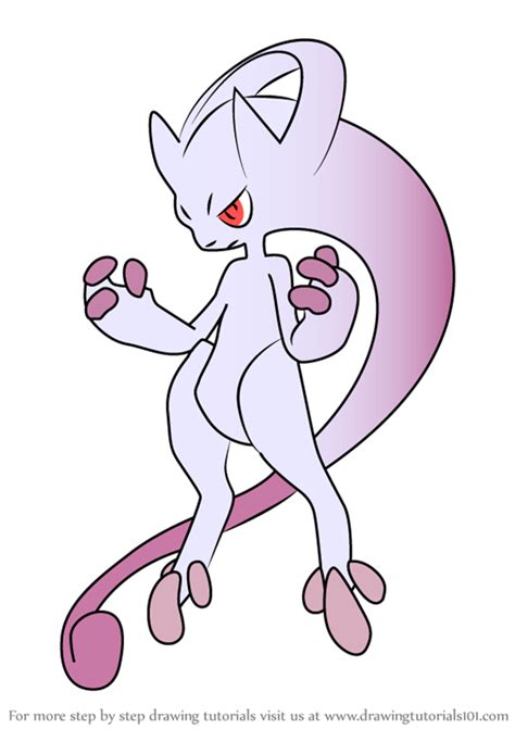 How To Draw Mewtwo From Pokemon Drawing Illustration