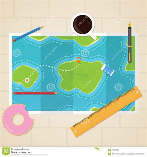 Maps On Table Stock Vector Illustration Of Direction 70532255