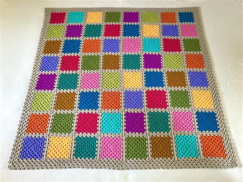 Colourful Crochet Patchwork Blanket Multicolour Granny Square Throw