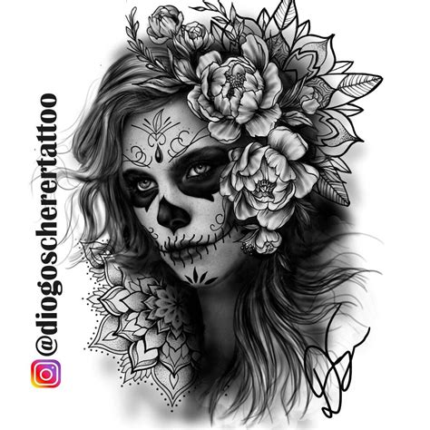 Pin By Diogo Almeida Scherer On My Works Skull Girl Tattoo Body Art