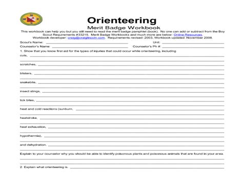 Https://tommynaija.com/worksheet/orienteering Merit Badge Worksheet
