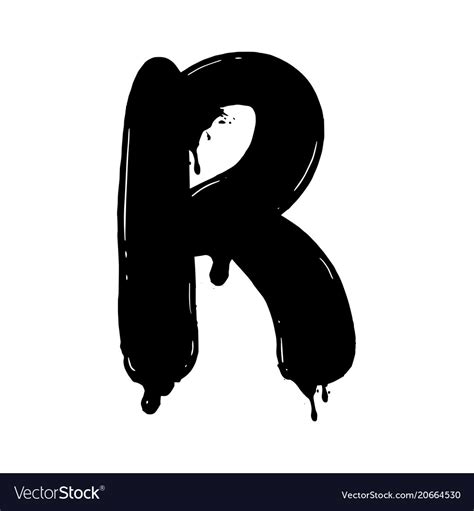 Blot Letter R Black And White Royalty Free Vector Image