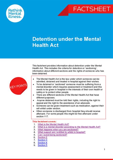 Detention Under The Mental Health Act Factsheet This Factsheet Provides I Nformation About
