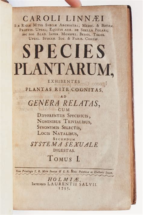 Species Plantarumin 2 Vols By Carolus Linnaeus 1753 First Edition Whitmore Rare Books