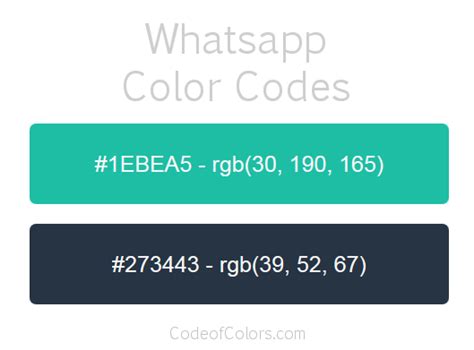 Whatsapp Colors Hex And Rgb Color Codes