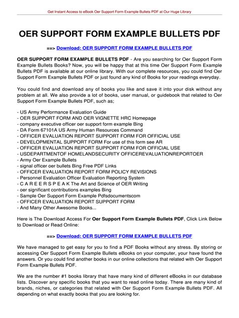 Army Oer Support Form Example Army Military