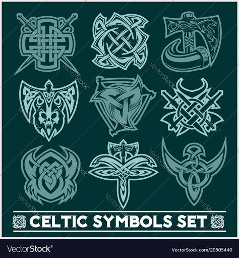 Set Celtic Symbols Icons Royalty Free Vector Image