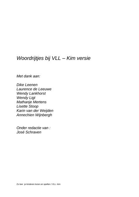 PDF Woordrijtjes bij VLL Kim versie Cursus en begeleiding José