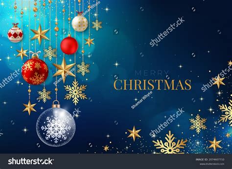 Dark Blue Christmas Background Design Gold Stock Illustration