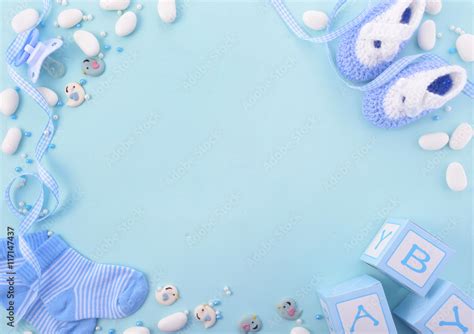 Blue Baby Shower Nursery Background Stock Photo Adobe Stock