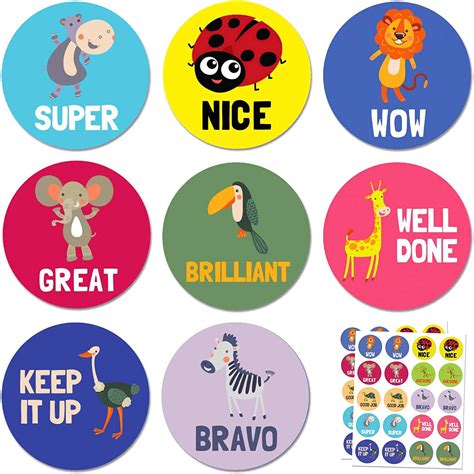 Animal Reward Stickers With Motivational Messages 10 Designs Pack Of