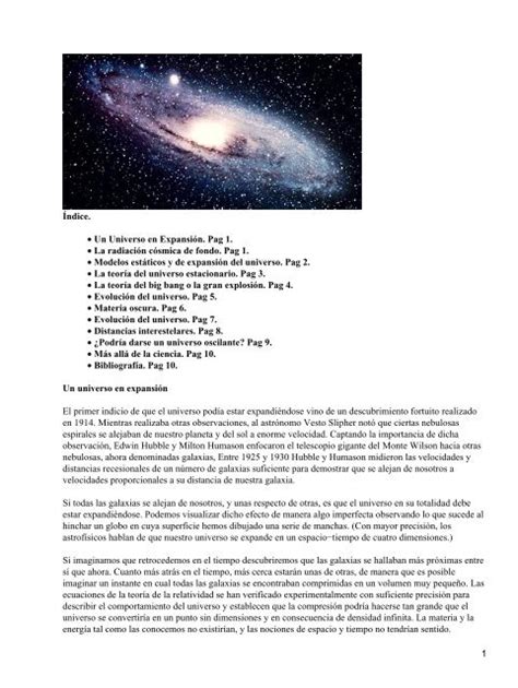 Origen Y Expansion Del Universopdf Cosmofisica