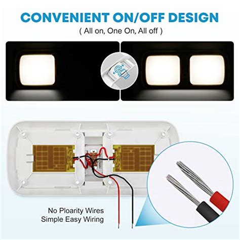 Kohree Upgrade 12v Led Rv Ceiling 700 Lumen Double Dome Light Frosted