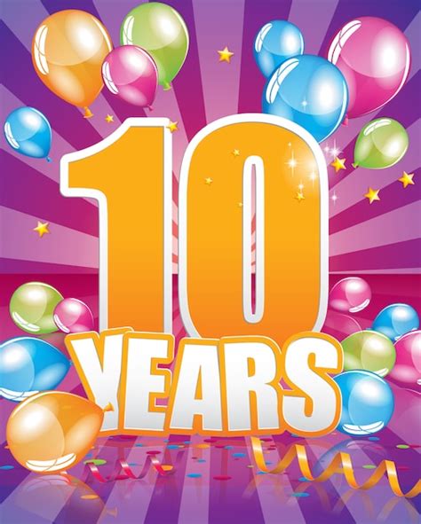 Premium Vector 10 Years Birthday Card