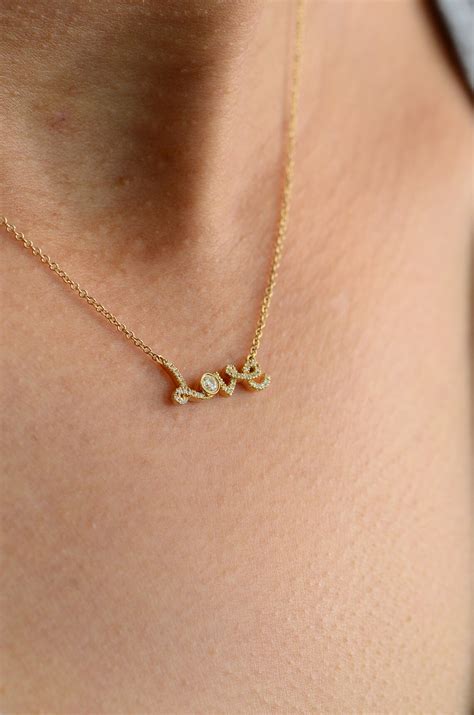 Gold Love Necklace 14k Solid Gold Necklace Love Necklace T For Her