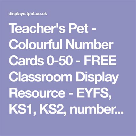 Teachers Pet Colourful Number Cards 0 50 Free Classroom Display