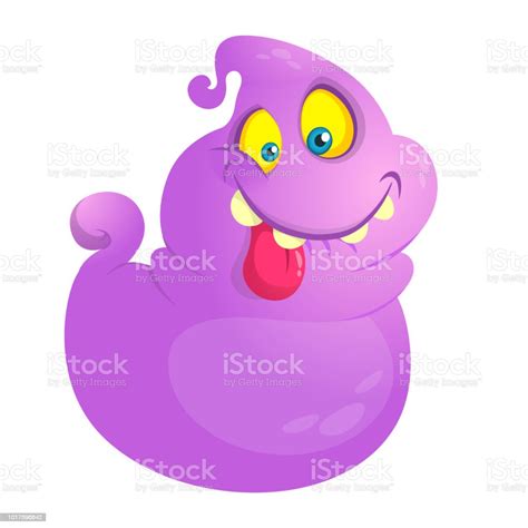 Funny Ghost Monster With Long Tongue Halloween Cartoon Character Stock