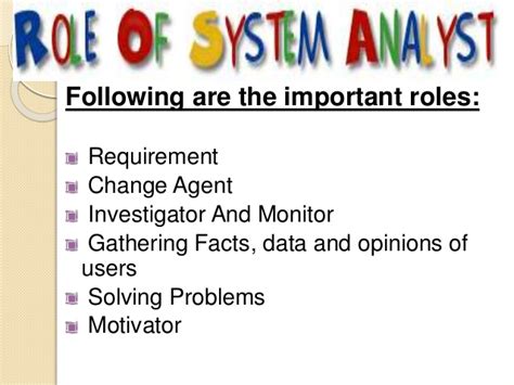 Roles Of System Analyst