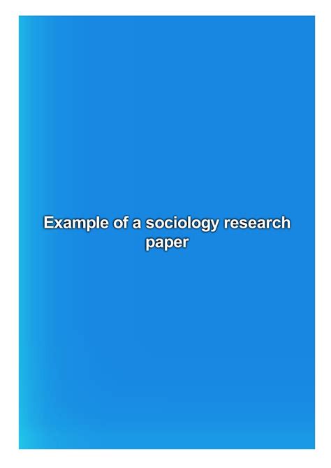 Example Of A Sociology Research Paper By Thomas Tina Issuu