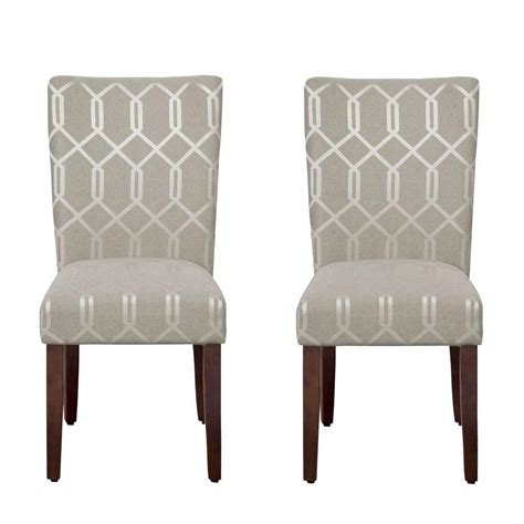 Homepop Parsons Pewter Gray And Cream Lattice Upholstered Dining Chair