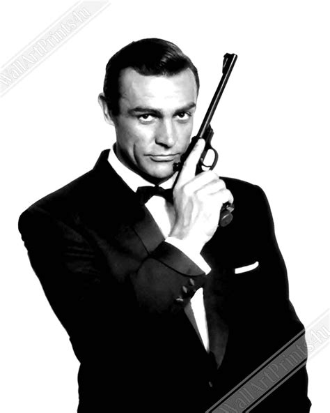Sean Connery Poster James Bond With Gun Poster Vintage Photo Portrait