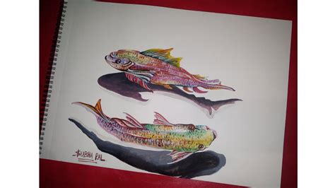 Easy 3d Fish Drawing With Watercolour How To Draw 3d Fish Step By