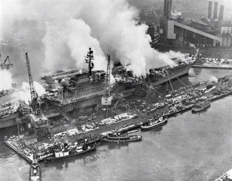 Uss Constellation Cv 64 On Fire During Construction Year Is Unknown