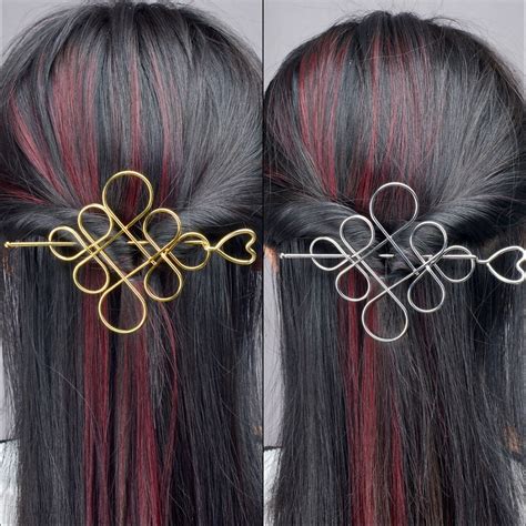 Chinese Knot Hairgrips Gold Heart Hollow Hair Wear Women Fashion
