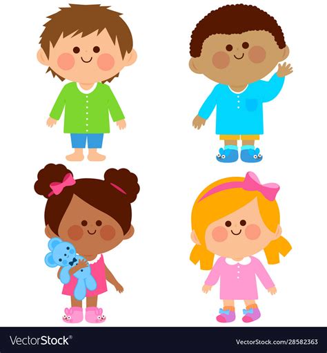 Children In Pajamas Royalty Free Vector Image Vectorstock