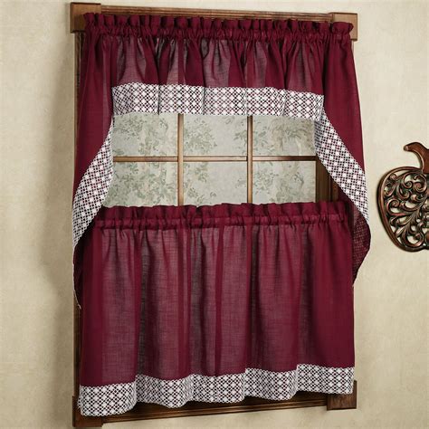 Salem Kitchen Window Curtain 36 Tiers Swags And Valance Set Burgundy W