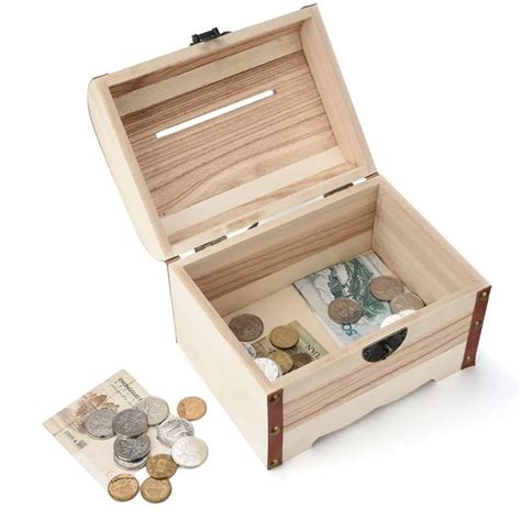 Carving Handmade Coin Storage Box High Quality 1pc Wooden Piggy Bank