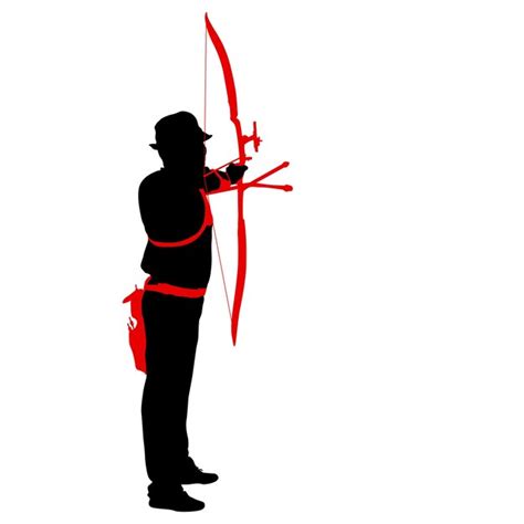 Premium Vector Silhouette Attractive Male Archer Bending A Bow And