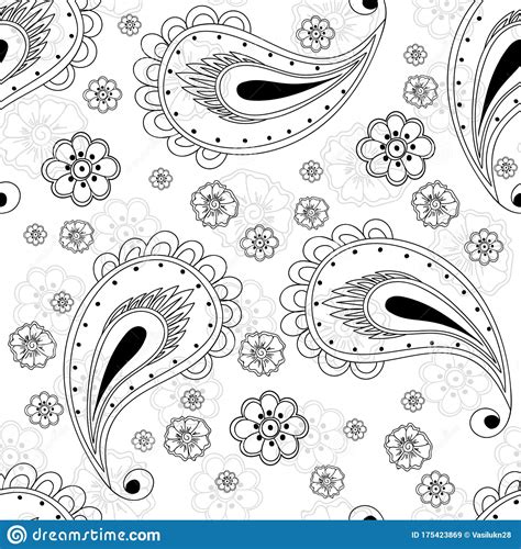 black paisley persian vector seamless pattern stock vector illustration of henna floral