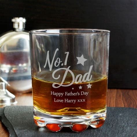 Personalised No1 Dad Whiskey Tumbler Glass Engraved T Fathers Day